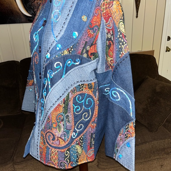 Silverstream • Vtg • Denim • Jacket • Embroidery • Paisley • One Size - Picture 4 of 16